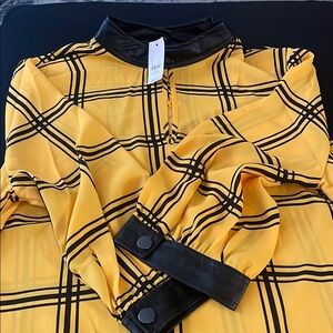 Yellow and Black Plaid Top